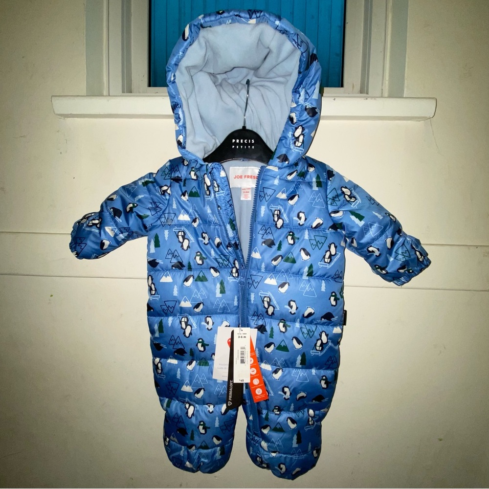 Joe Fresh Baby Blue Snowsuit With Attached Mittens And Footies BNWT